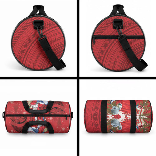 Funny Santa Riding Shark Duffle Bag Polynesian Tribal Christmas Spirit