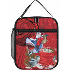 Funny Santa Riding Shark Lunch Bag Polynesian Tribal Christmas Spirit