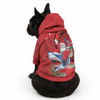 Funny Santa Riding Shark Pet Hoodie Polynesian Tribal Christmas Spirit
