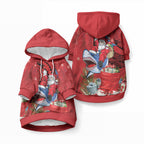 Funny Santa Riding Shark Pet Hoodie Polynesian Tribal Christmas Spirit
