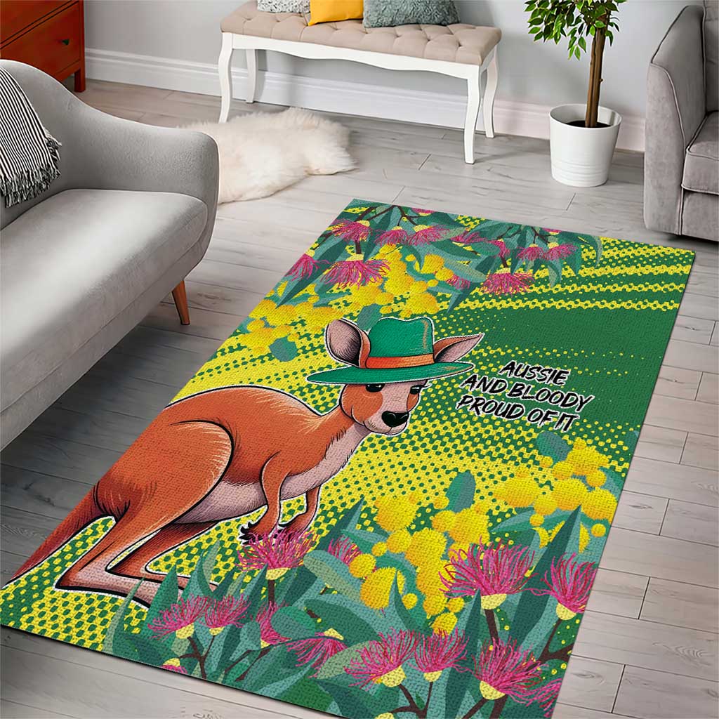 Aussie and Bloody Proud of It Area Rug Happy Australia Day