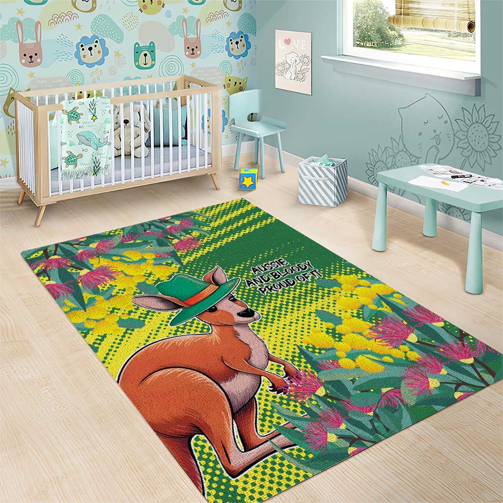 Aussie and Bloody Proud of It Area Rug Happy Australia Day