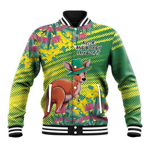 Aussie and Bloody Proud of It Baseball Jacket Happy Australia Day
