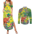 Aussie and Bloody Proud of It Couples Matching Summer Maxi Dress and Long Sleeve Button Shirt Happy Australia Day