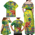 Aussie and Bloody Proud of It Family Matching Off Shoulder Maxi Dress and Hawaiian Shirt Happy Australia Day