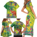 Aussie and Bloody Proud of It Family Matching Short Sleeve Bodycon Dress and Hawaiian Shirt Happy Australia Day