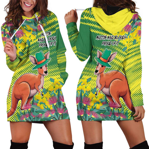 Aussie and Bloody Proud of It Hoodie Dress Happy Australia Day