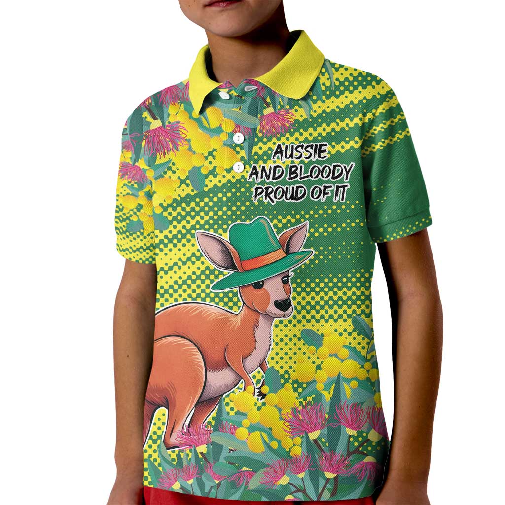 Aussie and Bloody Proud of It Kid Polo Shirt Happy Australia Day
