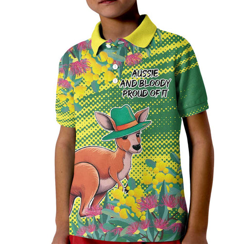 Aussie and Bloody Proud of It Kid Polo Shirt Happy Australia Day
