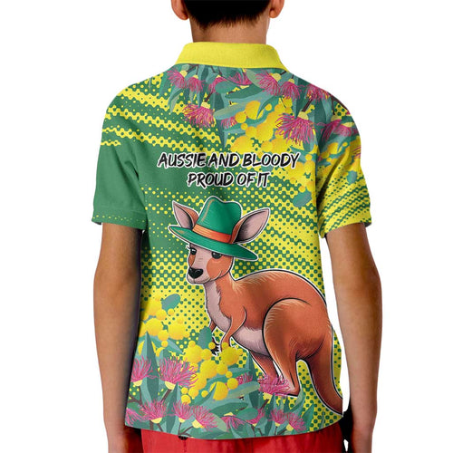 Aussie and Bloody Proud of It Kid Polo Shirt Happy Australia Day