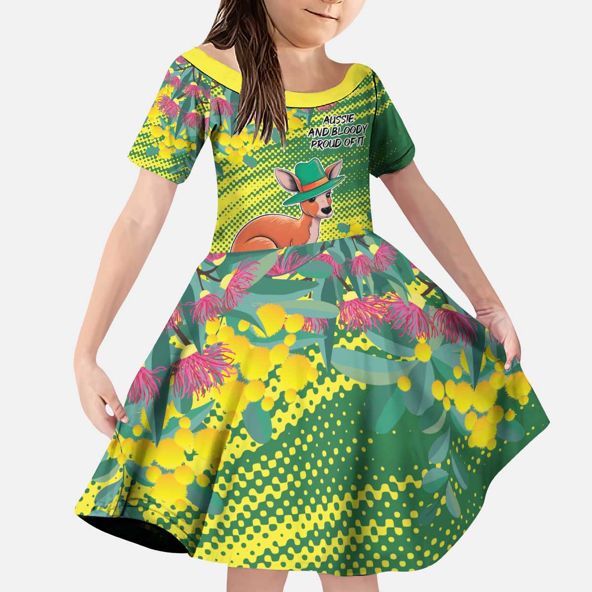 Aussie and Bloody Proud of It Kid Short Sleeve Dress Happy Australia Day