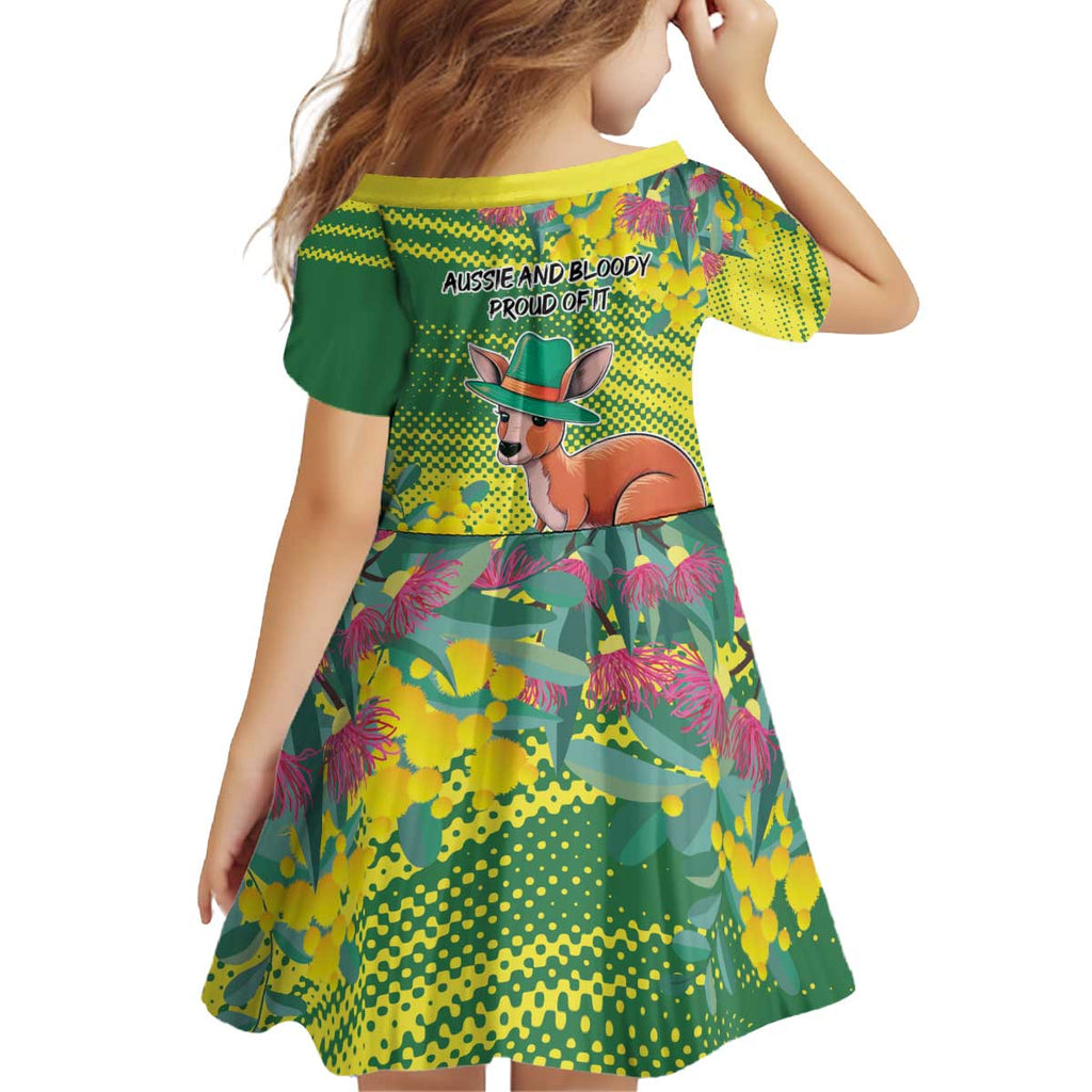 Aussie and Bloody Proud of It Kid Short Sleeve Dress Happy Australia Day