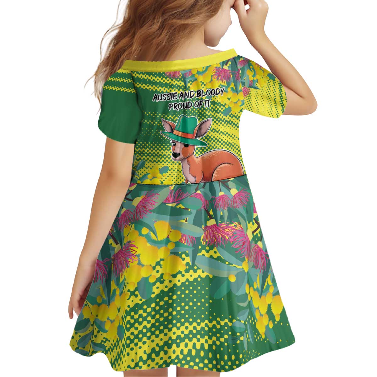 Aussie and Bloody Proud of It Kid Short Sleeve Dress Happy Australia Day