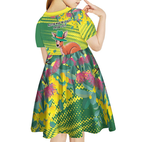 Aussie and Bloody Proud of It Kid Short Sleeve Dress Happy Australia Day