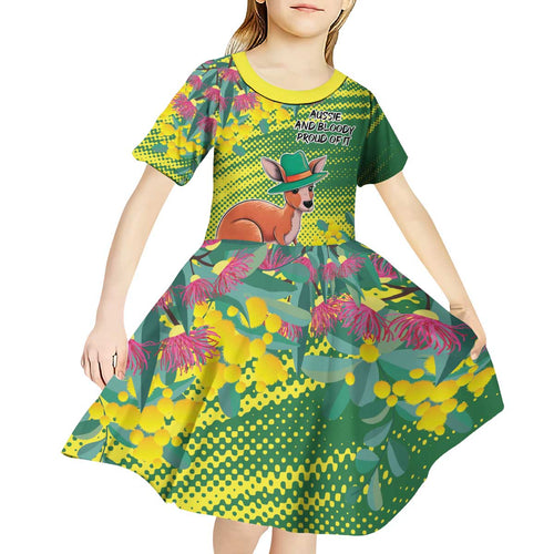 Aussie and Bloody Proud of It Kid Short Sleeve Dress Happy Australia Day