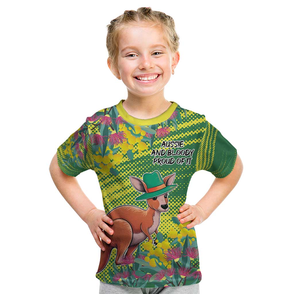 Aussie and Bloody Proud of It Kid T Shirt Happy Australia Day
