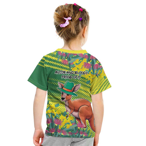 Aussie and Bloody Proud of It Kid T Shirt Happy Australia Day
