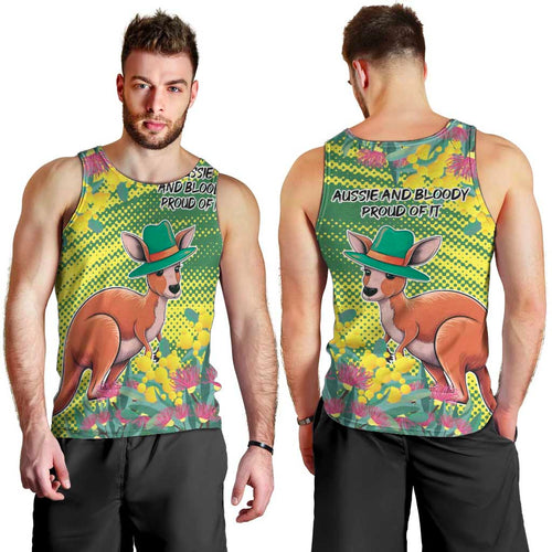 Aussie and Bloody Proud of It Men Tank Top Happy Australia Day