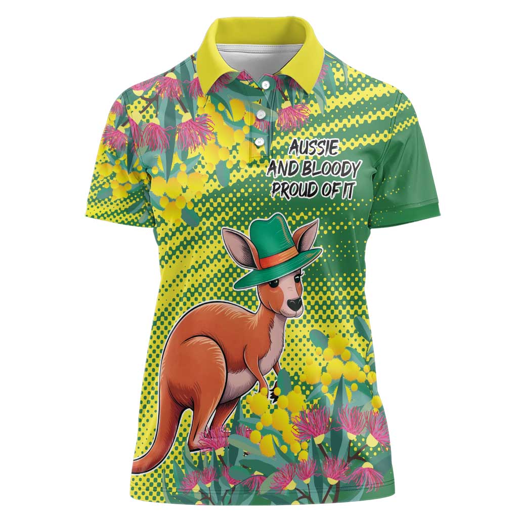 Aussie and Bloody Proud of It Women Polo Shirt Happy Australia Day