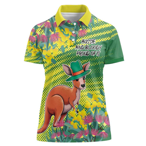 Aussie and Bloody Proud of It Women Polo Shirt Happy Australia Day