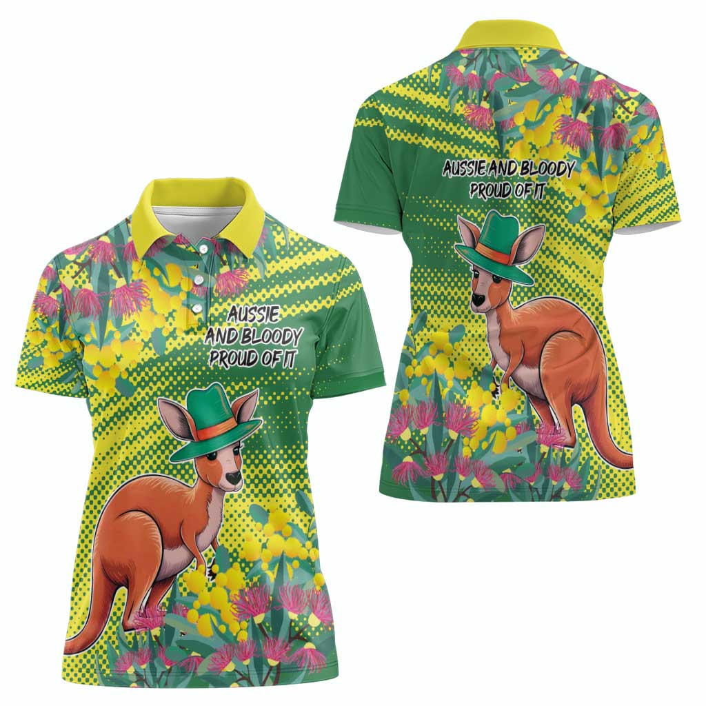 Aussie and Bloody Proud of It Women Polo Shirt Happy Australia Day