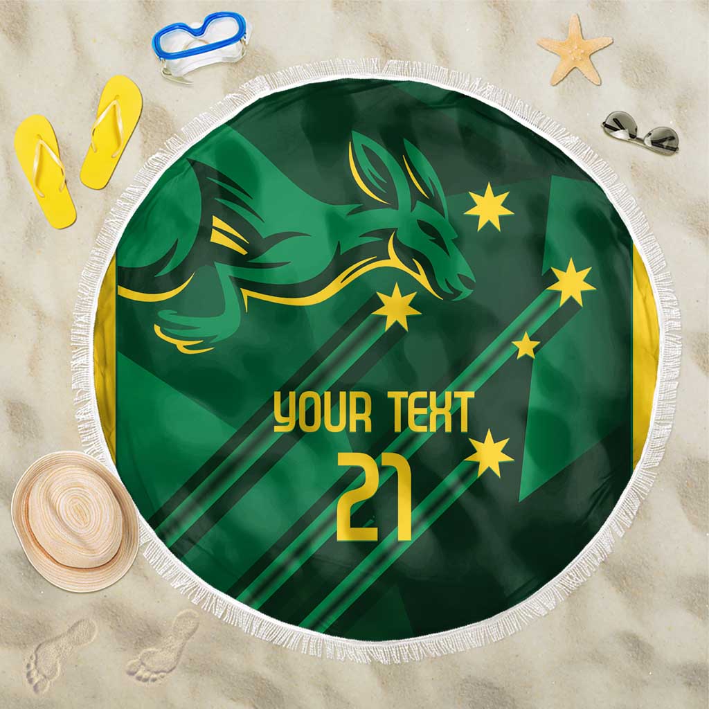 Australia Kangaroo Custom Beach Blanket Aussie National Color Sporty Pattern