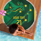 Australia Kangaroo Custom Beach Blanket Aussie National Color Sporty Pattern