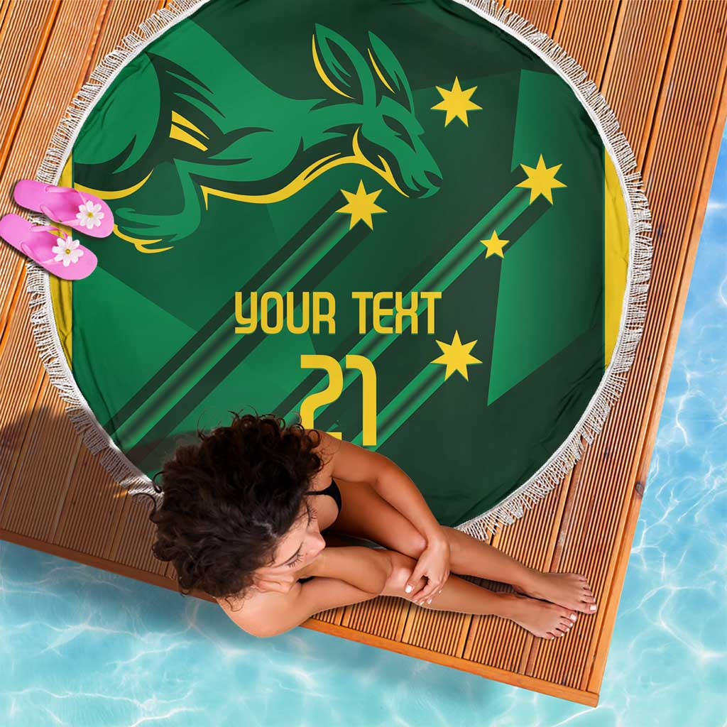 Australia Kangaroo Custom Beach Blanket Aussie National Color Sporty Pattern
