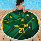 Australia Kangaroo Custom Beach Blanket Aussie National Color Sporty Pattern