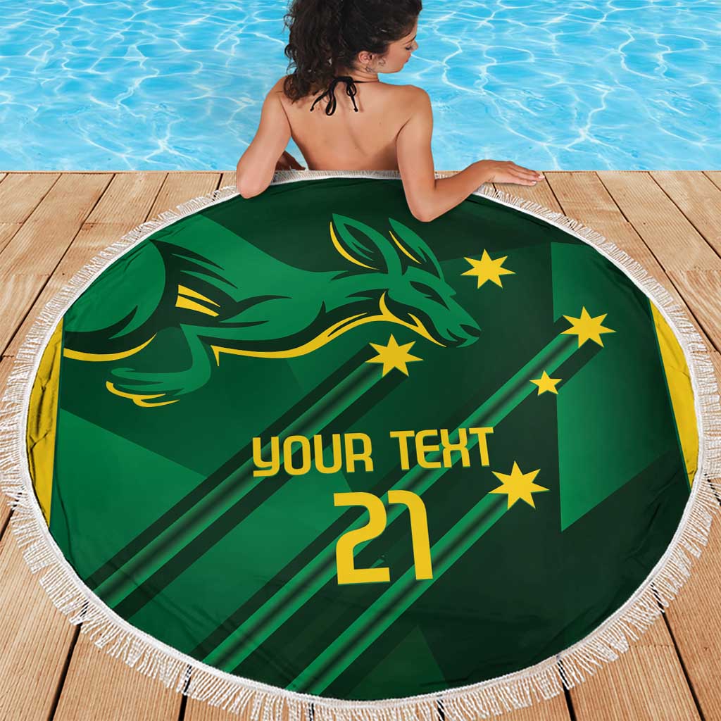 Australia Kangaroo Custom Beach Blanket Aussie National Color Sporty Pattern