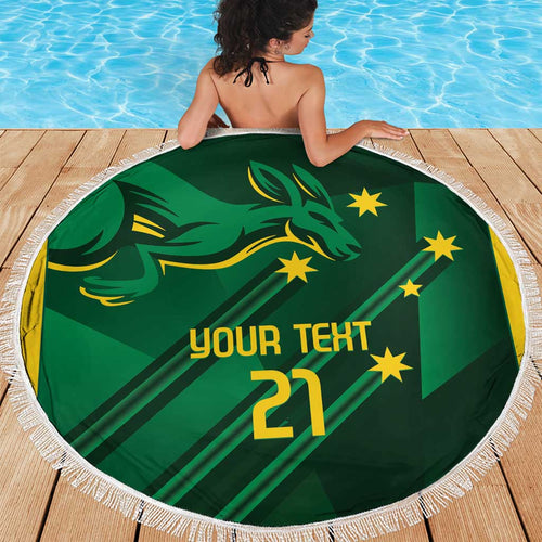 Australia Kangaroo Custom Beach Blanket Aussie National Color Sporty Pattern