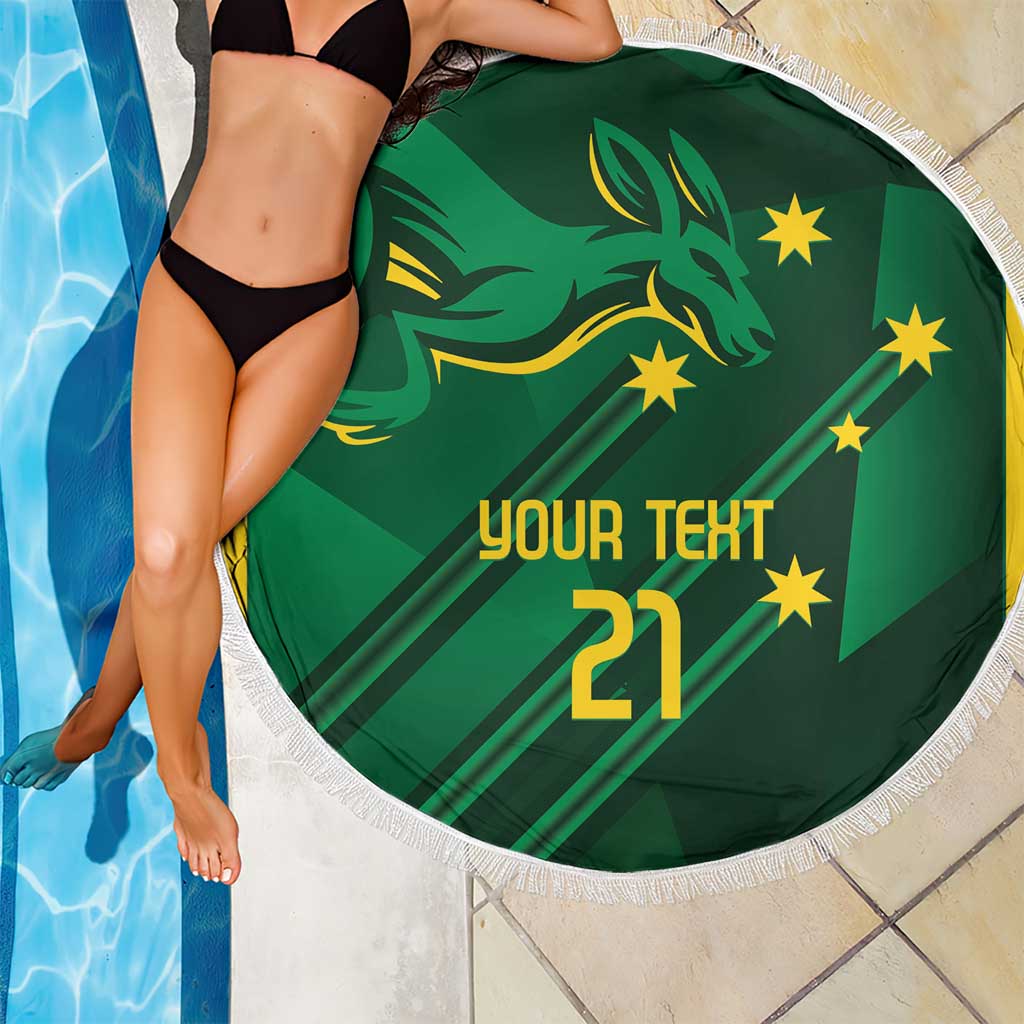 Australia Kangaroo Custom Beach Blanket Aussie National Color Sporty Pattern