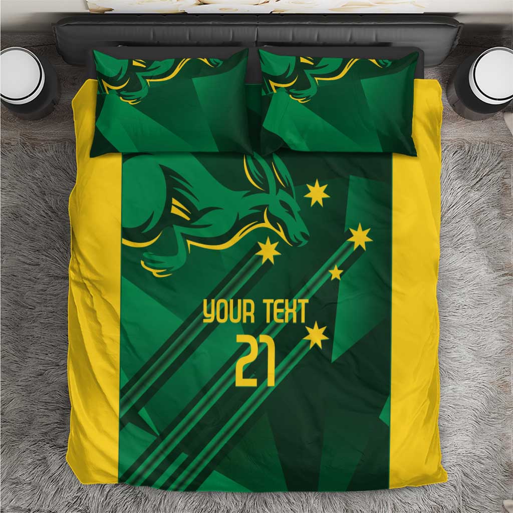 Australia Kangaroo Custom Bedding Set Aussie National Color Sporty Pattern