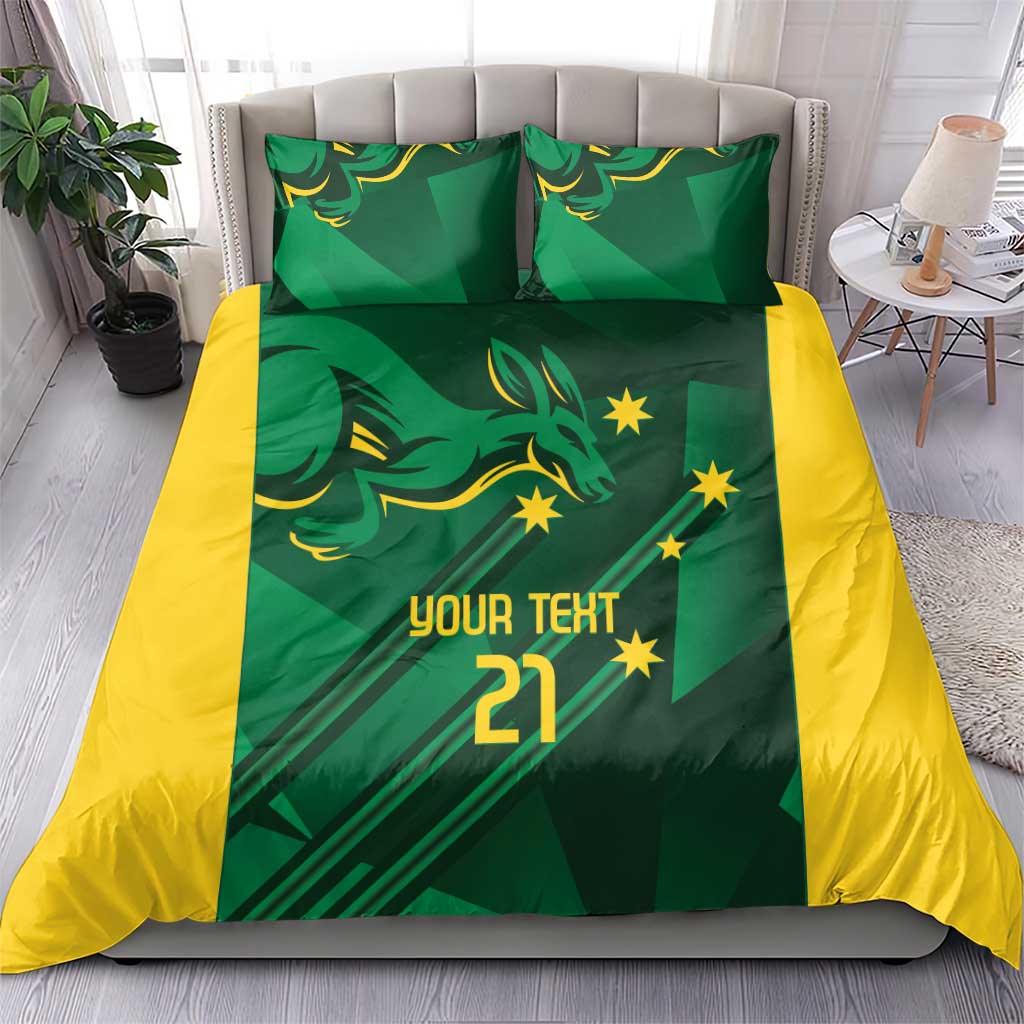 Australia Kangaroo Custom Bedding Set Aussie National Color Sporty Pattern