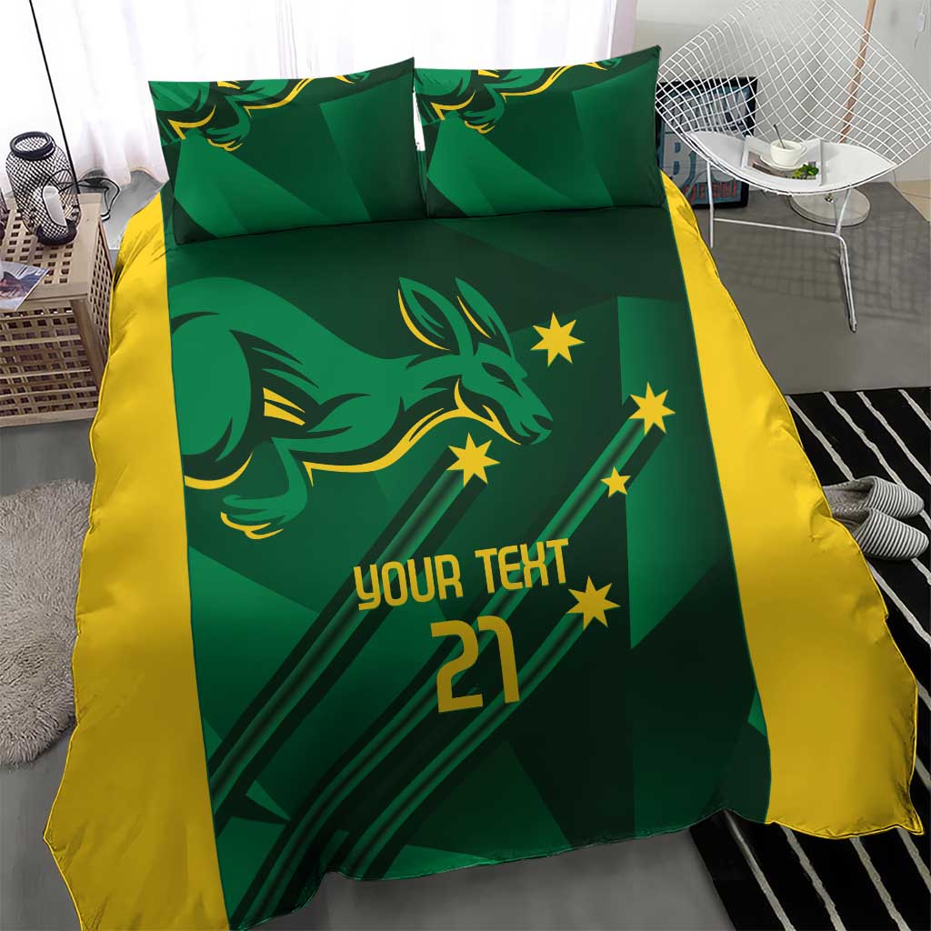 Australia Kangaroo Custom Bedding Set Aussie National Color Sporty Pattern