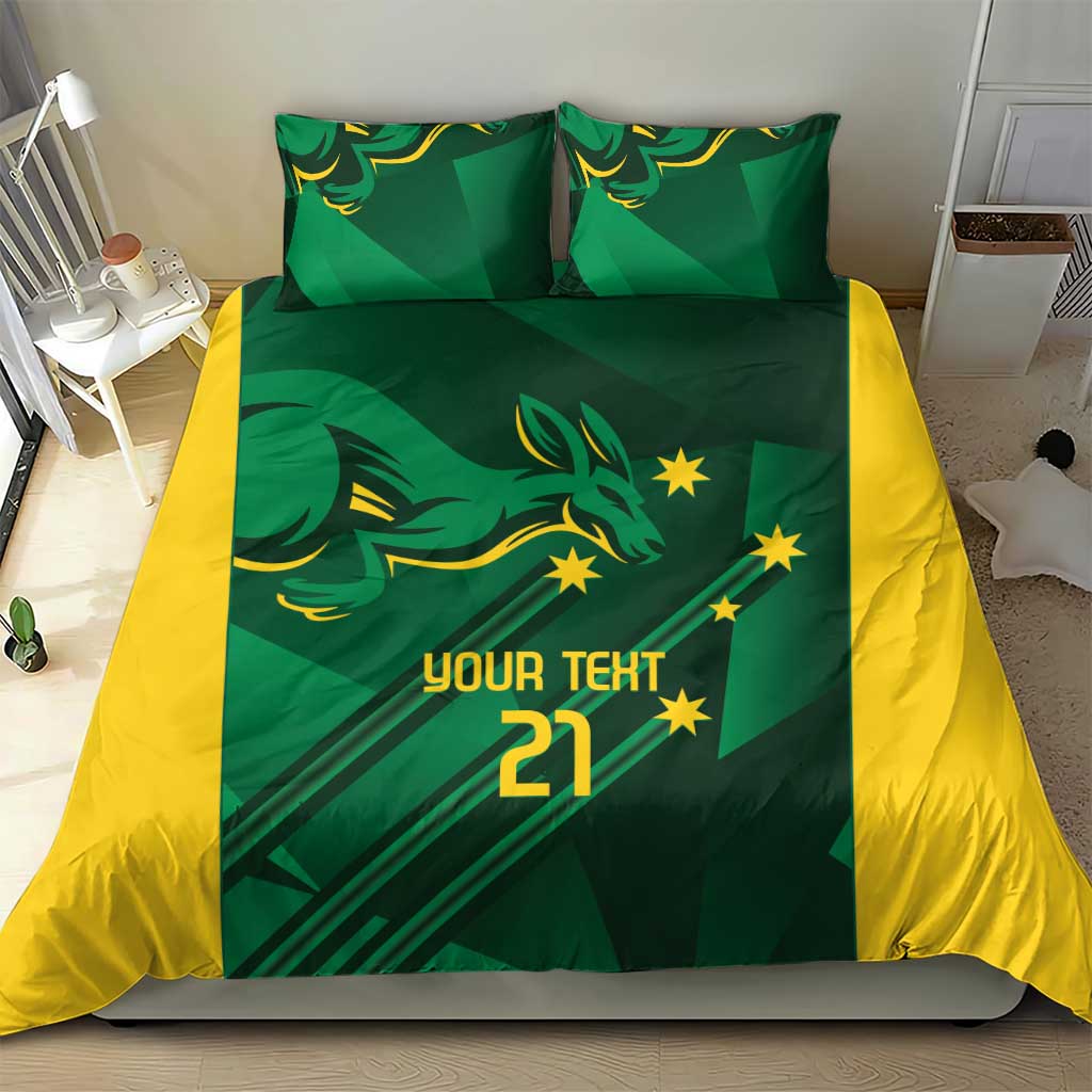 Australia Kangaroo Custom Bedding Set Aussie National Color Sporty Pattern