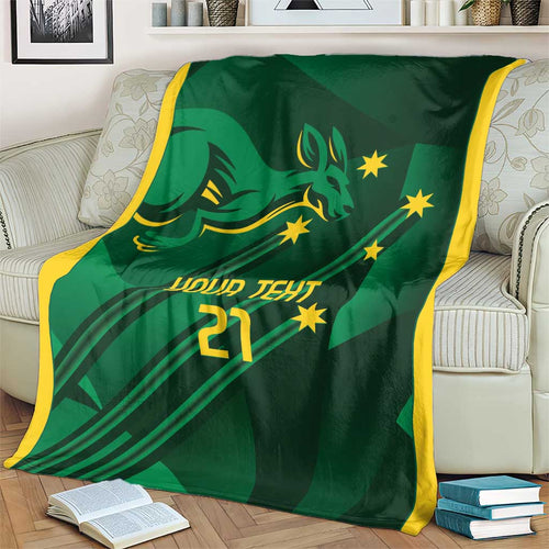 Australia Kangaroo Custom Blanket Aussie National Color Sporty Pattern