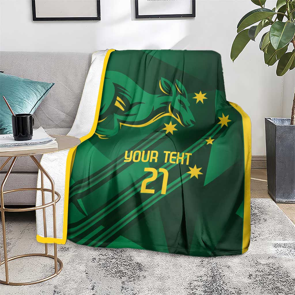 Australia Kangaroo Custom Blanket Aussie National Color Sporty Pattern