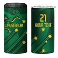 Australia Kangaroo Custom 4 in 1 Can Cooler Tumbler Aussie National Color Sporty Pattern