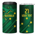 Australia Kangaroo Custom 4 in 1 Can Cooler Tumbler Aussie National Color Sporty Pattern
