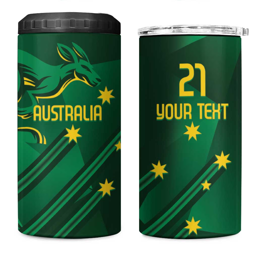 Australia Kangaroo Custom 4 in 1 Can Cooler Tumbler Aussie National Color Sporty Pattern