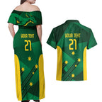 Australia Kangaroo Custom Couples Matching Off Shoulder Maxi Dress and Hawaiian Shirt Aussie National Color Sporty Pattern