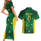 Australia Kangaroo Custom Couples Matching Short Sleeve Bodycon Dress and Hawaiian Shirt Aussie National Color Sporty Pattern