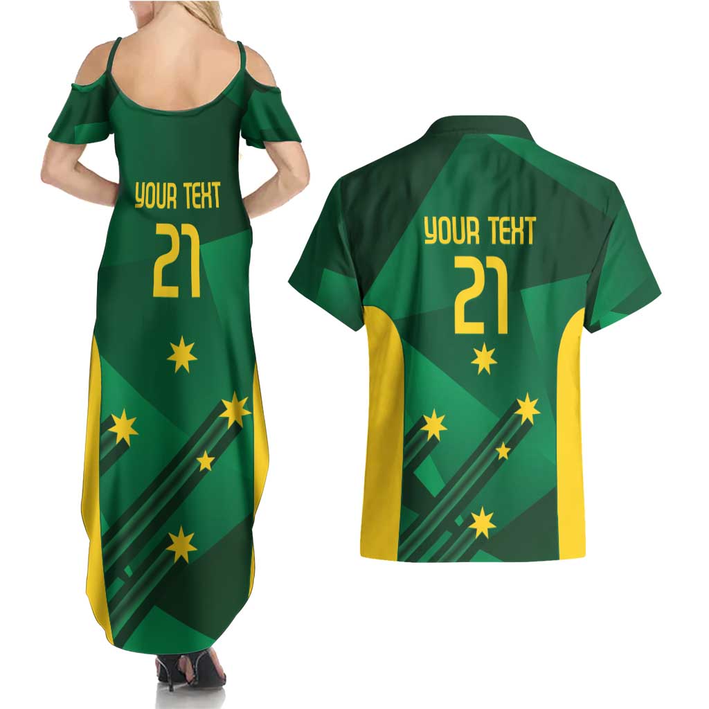 Australia Kangaroo Custom Couples Matching Summer Maxi Dress and Hawaiian Shirt Aussie National Color Sporty Pattern