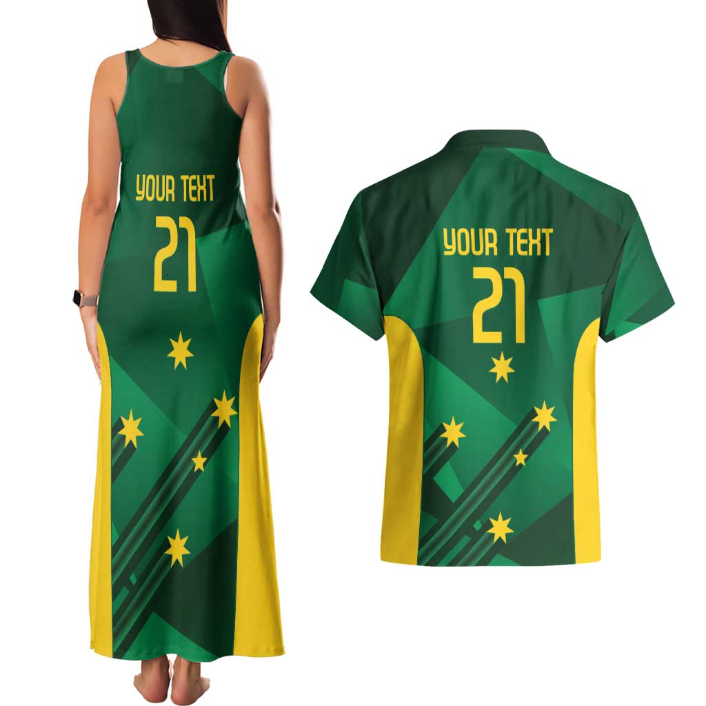 Australia Kangaroo Custom Couples Matching Tank Maxi Dress and Hawaiian Shirt Aussie National Color Sporty Pattern