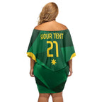 Australia Kangaroo Custom Family Matching Off Shoulder Short Dress and Hawaiian Shirt Aussie National Color Sporty Pattern