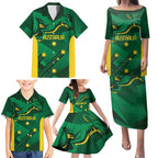 Australia Kangaroo Custom Family Matching Puletasi and Hawaiian Shirt Aussie National Color Sporty Pattern
