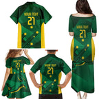 Australia Kangaroo Custom Family Matching Puletasi and Hawaiian Shirt Aussie National Color Sporty Pattern