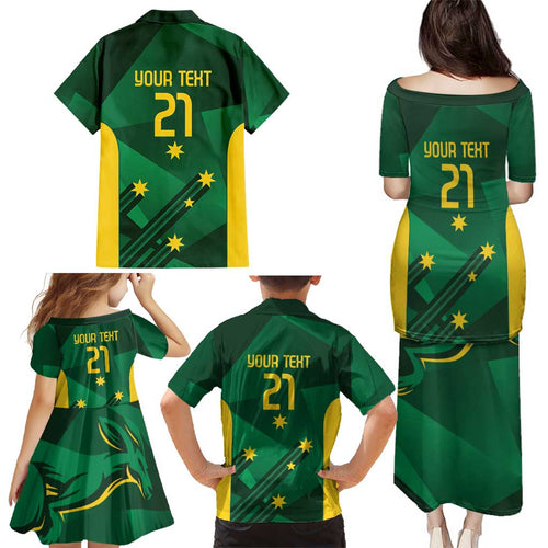 Australia Kangaroo Custom Family Matching Puletasi and Hawaiian Shirt Aussie National Color Sporty Pattern