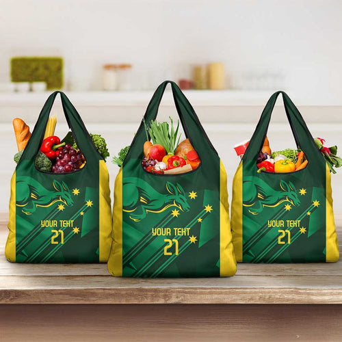 Australia Kangaroo Custom Grocery Bag Aussie National Color Sporty Pattern